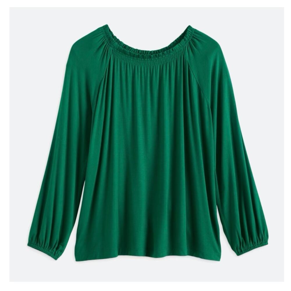 VIOLETS & ROSES Jun Ruffle Trim Knit Top Green Long Sleeve Large